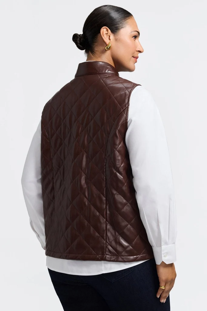 Billie Plus Vegan Leather Quilted Vest - Image 12