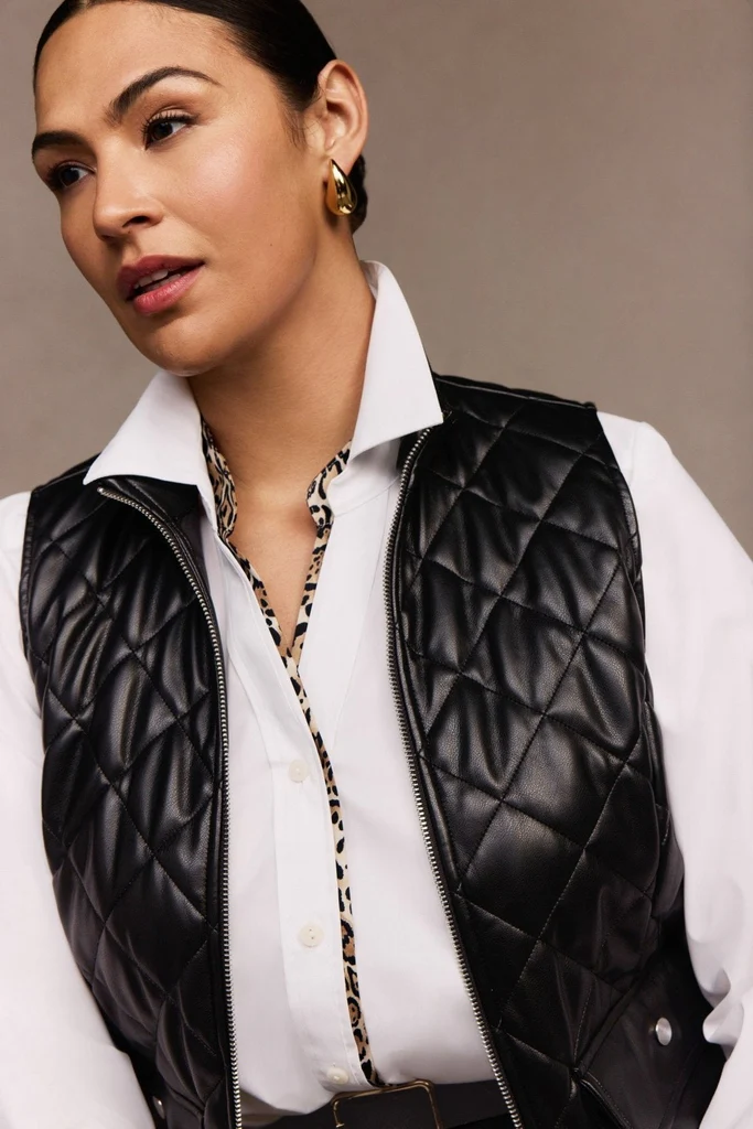 Billie Plus Vegan Leather Quilted Vest - Image 3