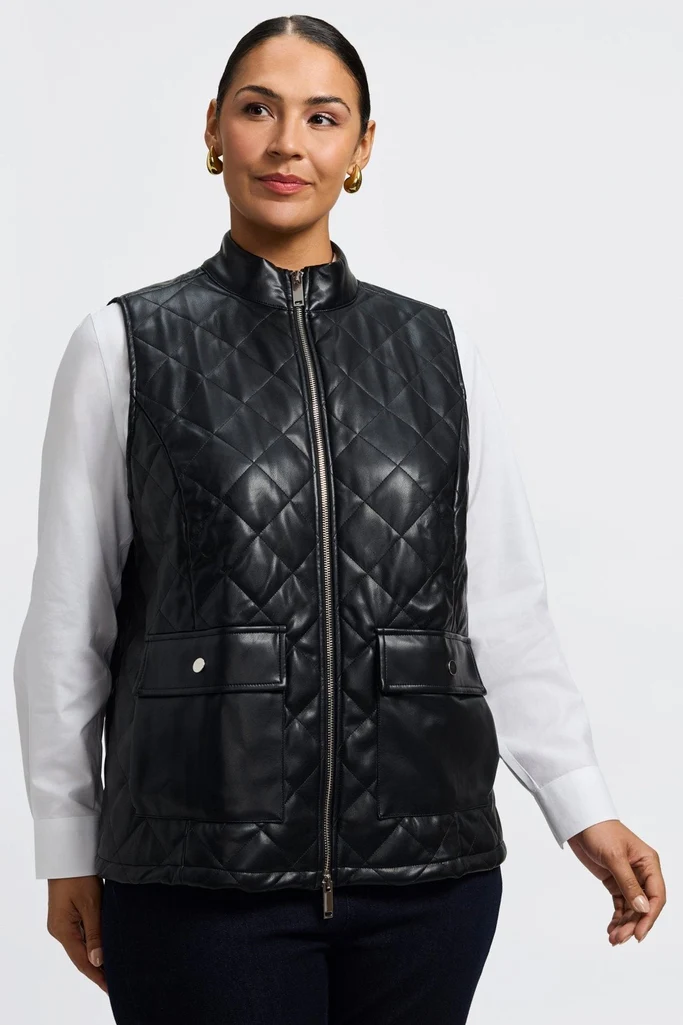 Billie Plus Vegan Leather Quilted Vest - Image 4
