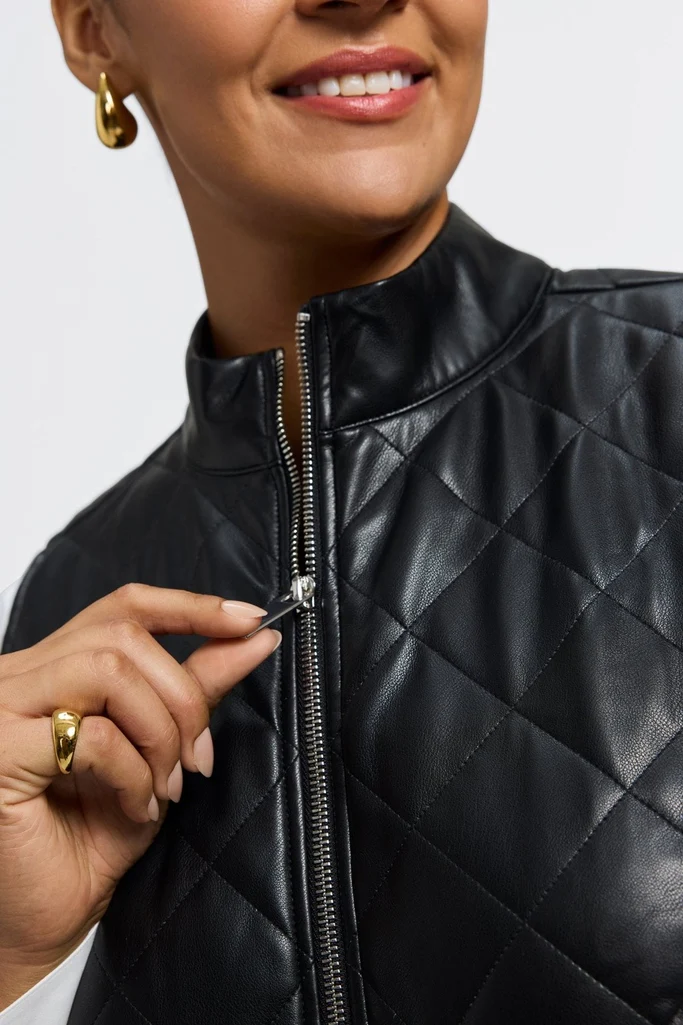 Billie Plus Vegan Leather Quilted Vest - Image 5