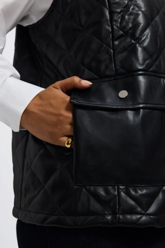 Billie Plus Vegan Leather Quilted Vest - Image 6