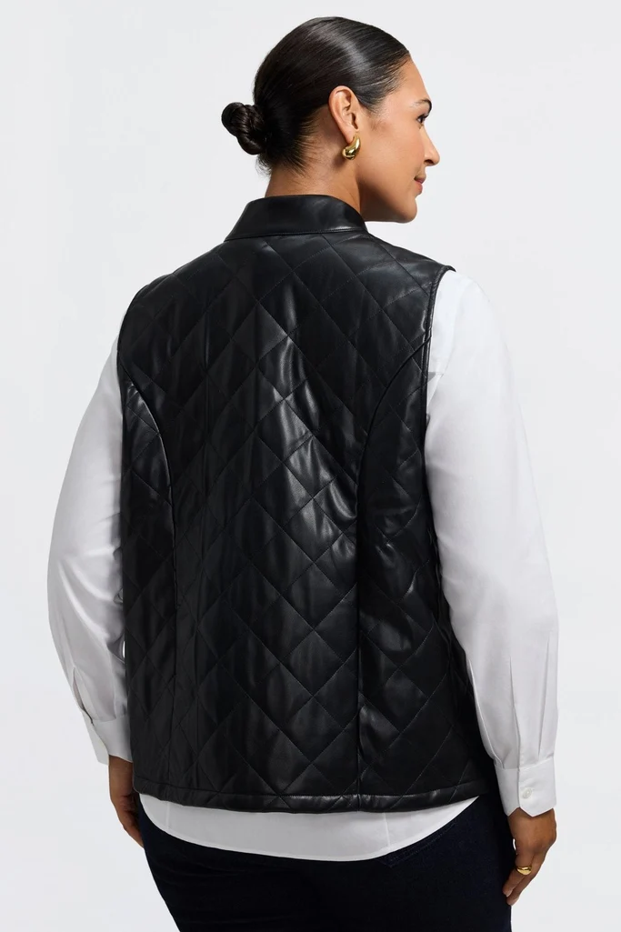 Billie Plus Vegan Leather Quilted Vest - Image 7