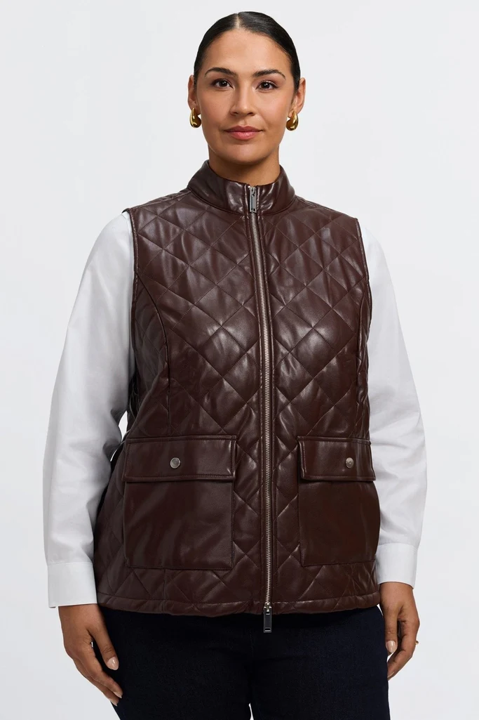 Billie Plus Vegan Leather Quilted Vest - Image 8