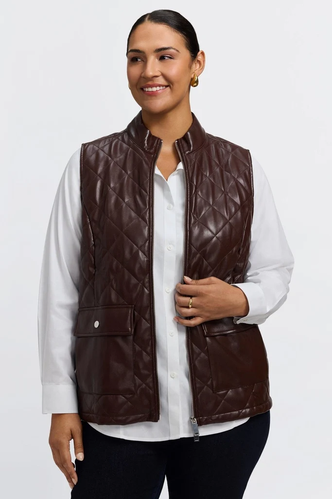 Billie Plus Vegan Leather Quilted Vest - Image 9