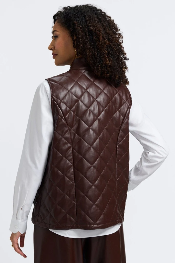Billie Vegan Leather Quilted Vest - Image 10