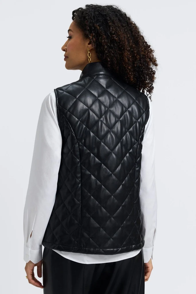 Billie Vegan Leather Quilted Vest - Image 5