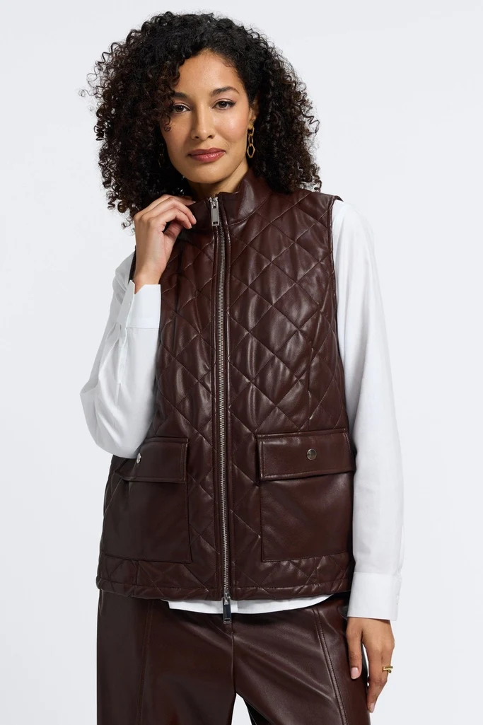 Billie Vegan Leather Quilted Vest - Image 6