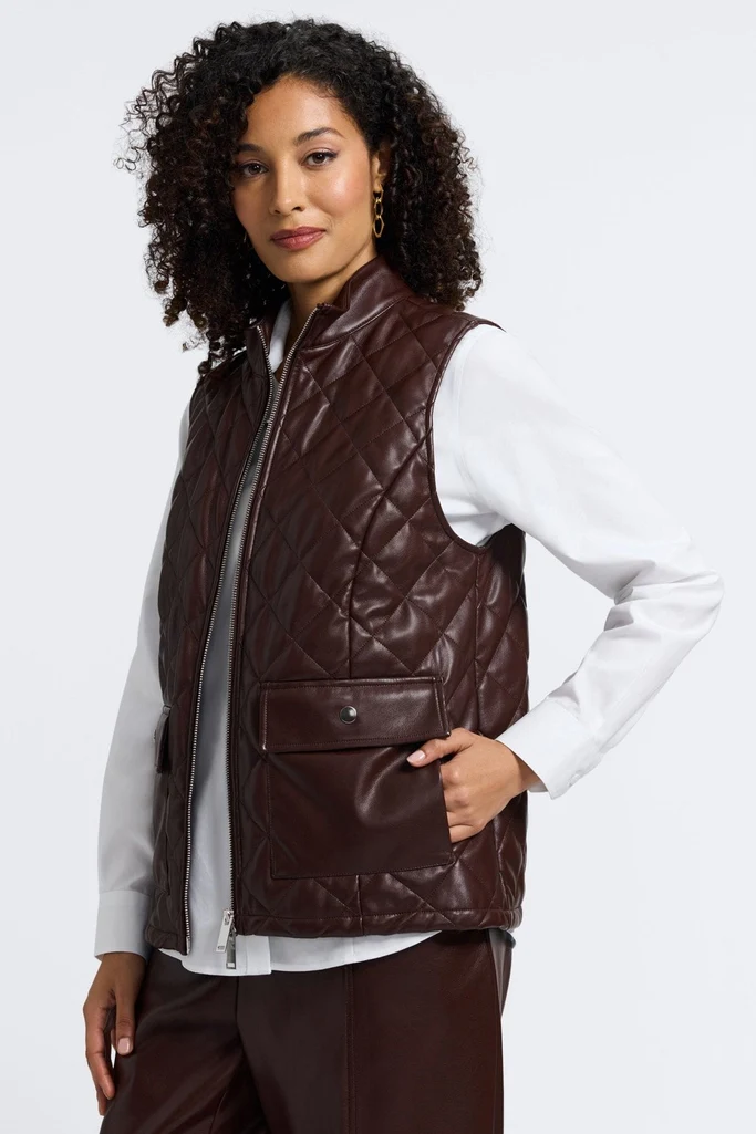 Billie Vegan Leather Quilted Vest - Image 8