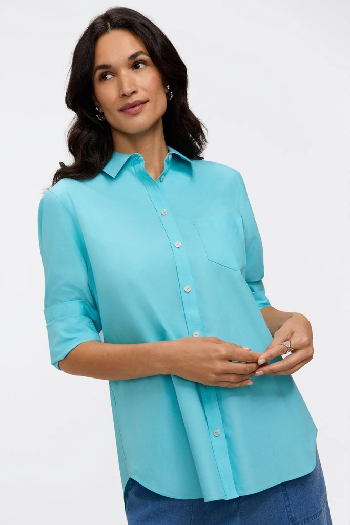 Boyfriend No Iron Pinpoint Long Sleeve Tunic - Image 10