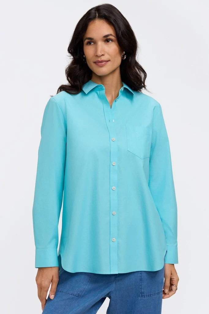 Boyfriend No Iron Pinpoint Long Sleeve Tunic - Image 11