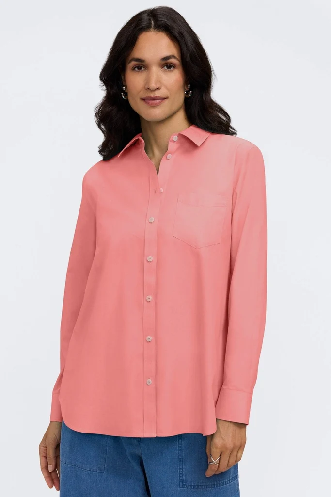 Boyfriend No Iron Pinpoint Long Sleeve Tunic - Image 19