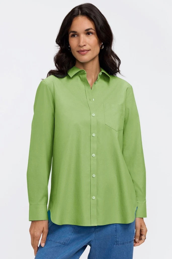 Boyfriend No Iron Pinpoint Long Sleeve Tunic - Image 27