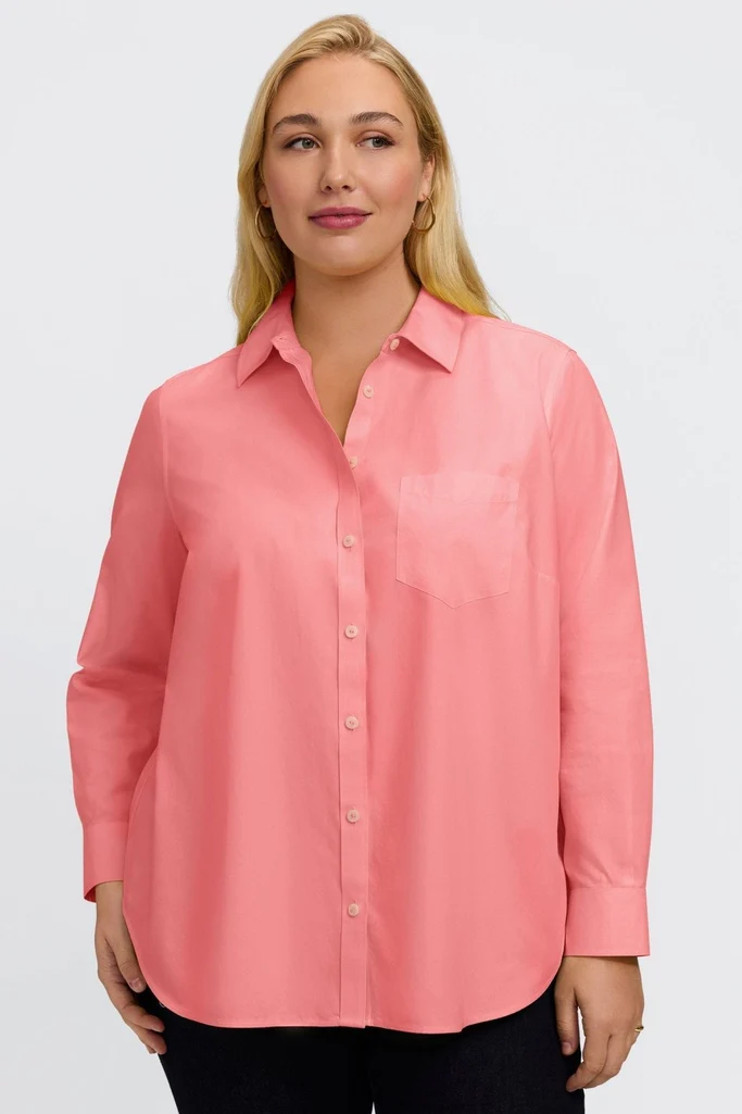 Boyfriend Plus No Iron Pinpoint Long Sleeve Tunic - Image 13