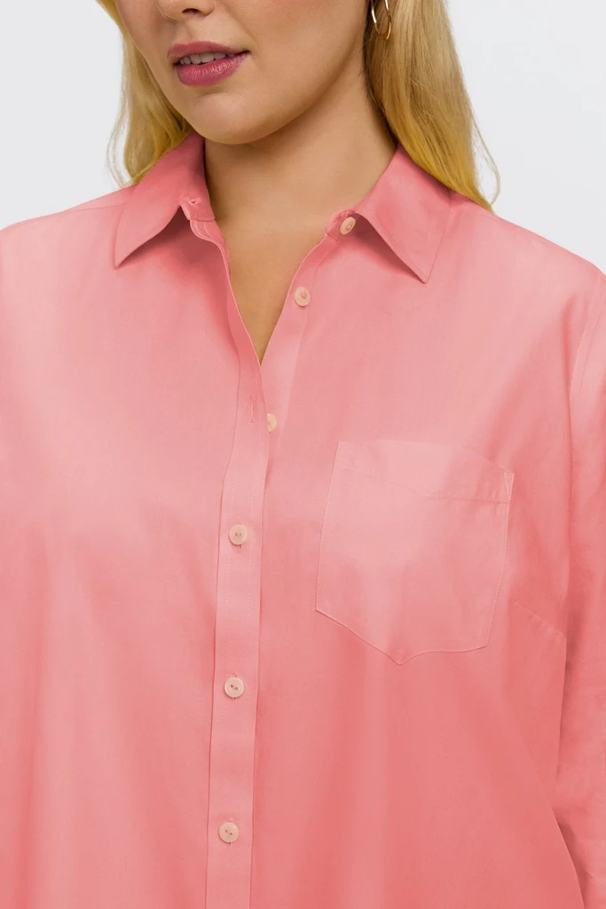 Boyfriend Plus No Iron Pinpoint Long Sleeve Tunic - Image 14
