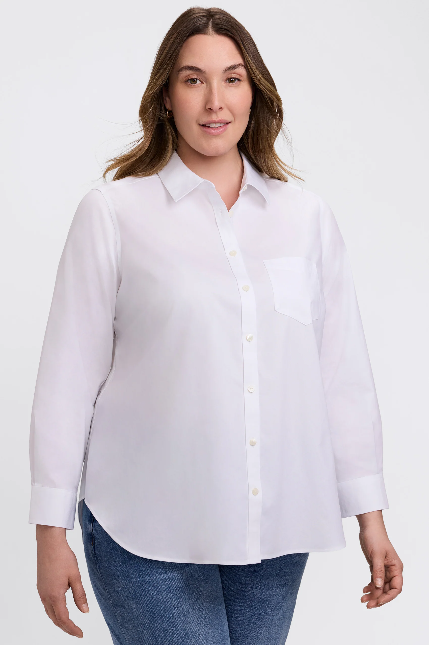 Boyfriend Plus No Iron Pinpoint Long Sleeve Tunic - Image 18