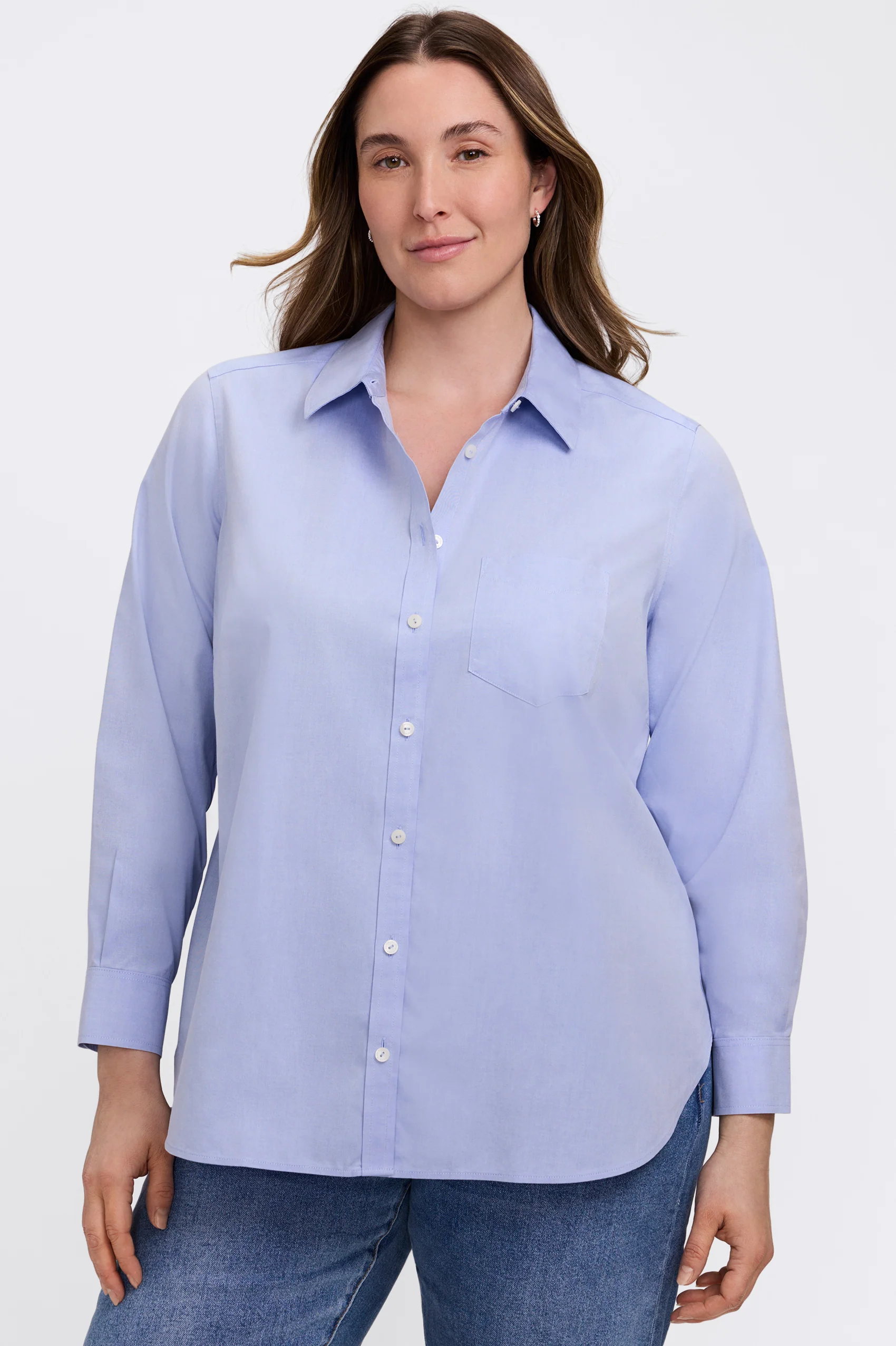 Boyfriend Plus No Iron Pinpoint Long Sleeve Tunic - Image 22