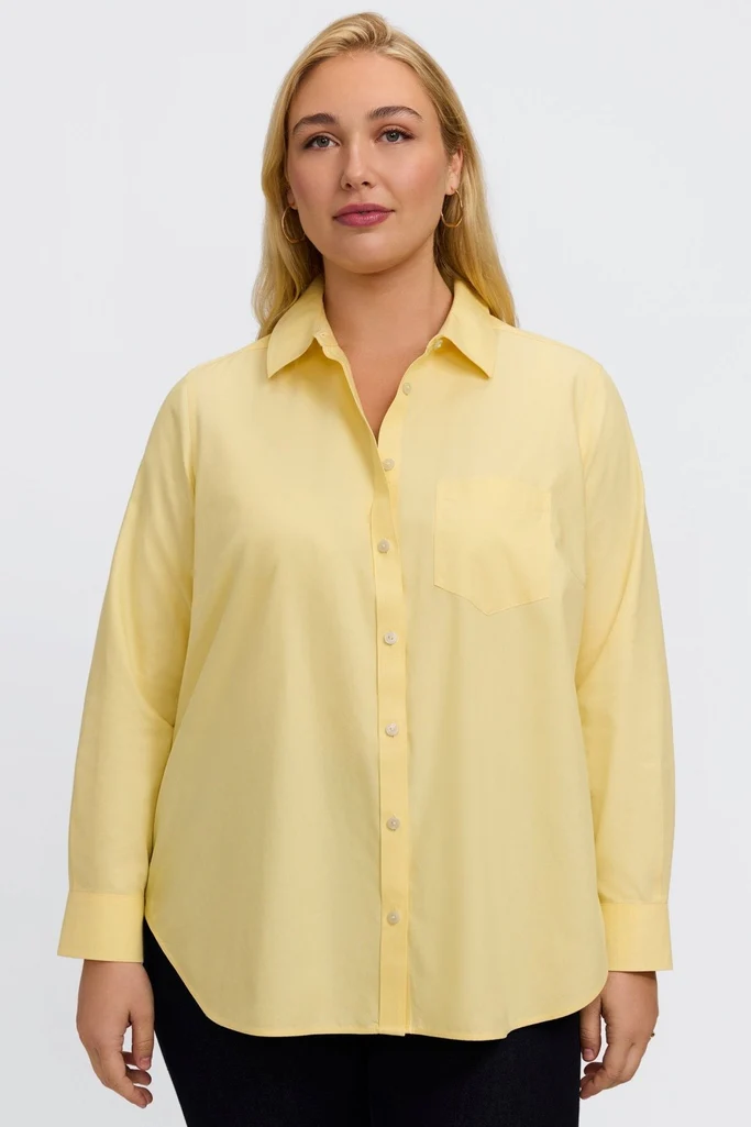 Boyfriend Plus No Iron Pinpoint Long Sleeve Tunic - Image 5