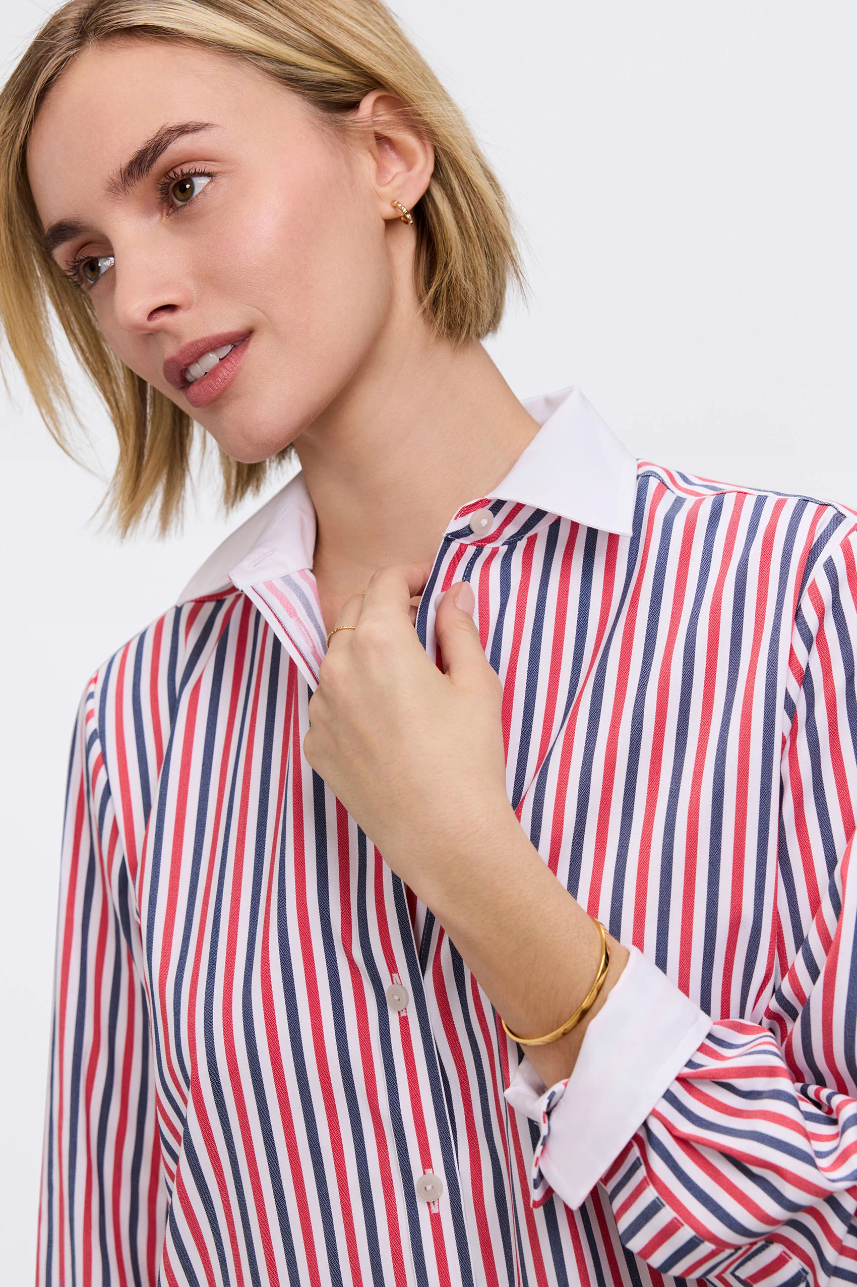 Boyfriend Tricolor Classic Long Sleeve Shirt - Image 3
