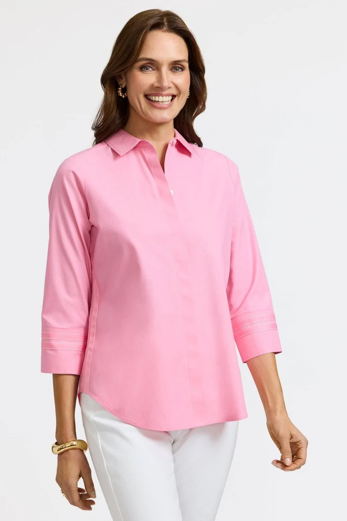 Brooke No Iron Pinpoint 3/4 Sleeve Shirt - Image 17