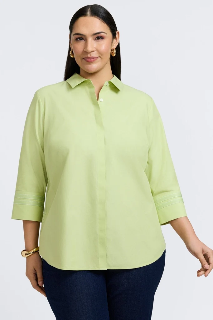 Brooke Plus No Iron Pinpoint 3/4 Sleeve Shirt - Image 6