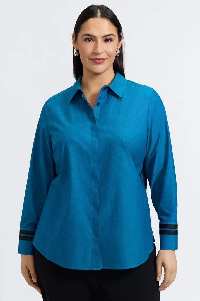 Brooke Plus No Iron Pinpoint Long Sleeve Shirt - Image 5