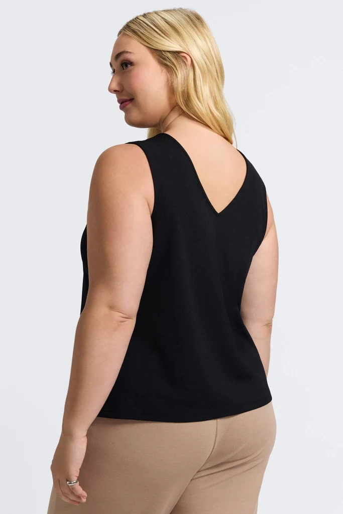 Callie Plus Knit Crepe Reversible Sleeveless Tank - Image 4