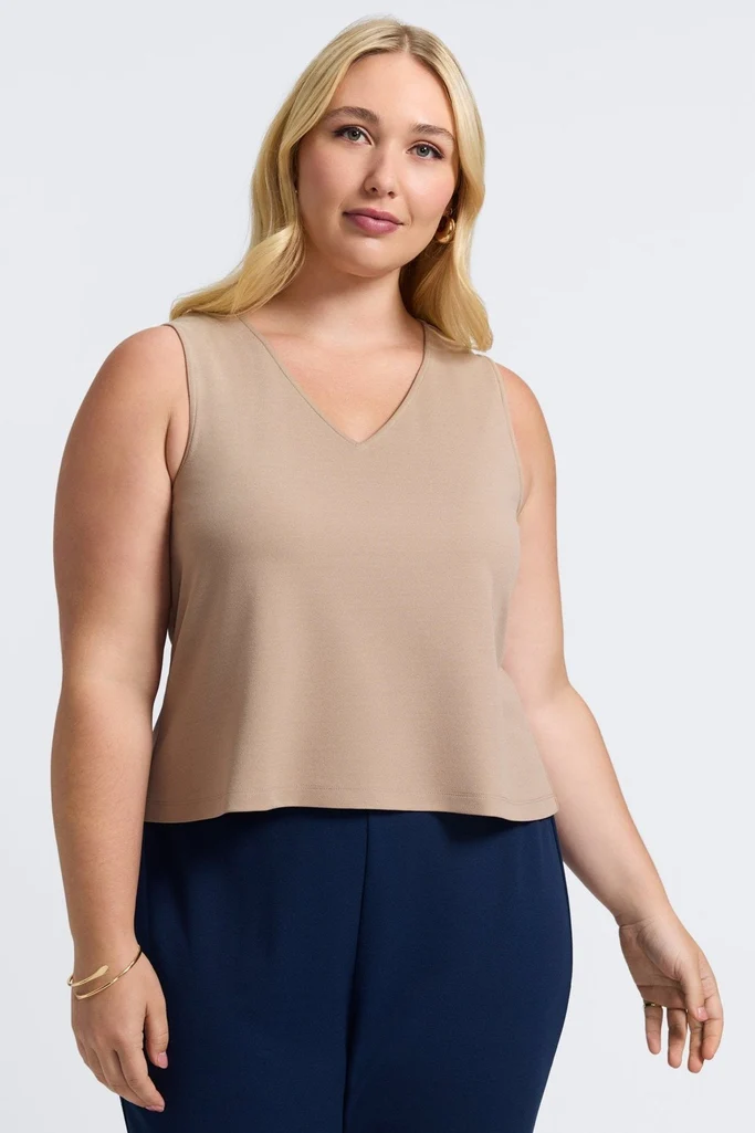 Callie Plus Knit Crepe Reversible Sleeveless Tank - Image 7