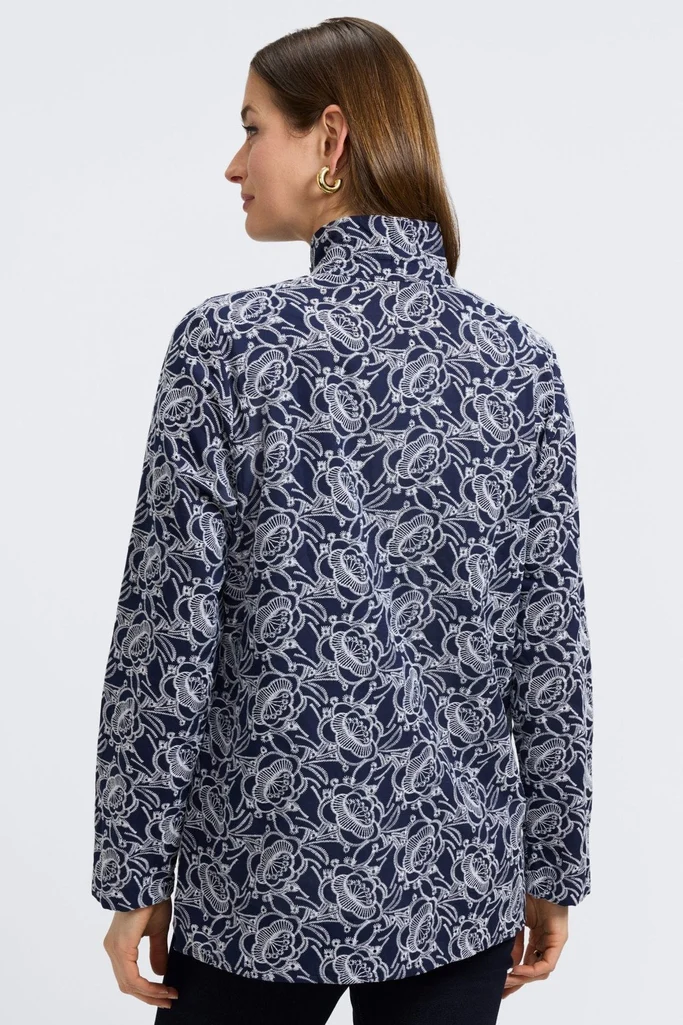 Carolina Floral Allover Eyelet Long Sleeve Shirt Jacket - Image 10