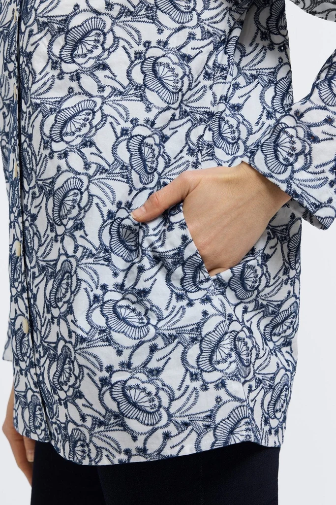 Carolina Floral Allover Eyelet Long Sleeve Shirt Jacket - Image 4