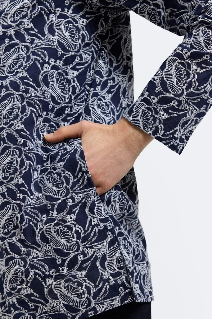 Carolina Floral Allover Eyelet Long Sleeve Shirt Jacket - Image 9