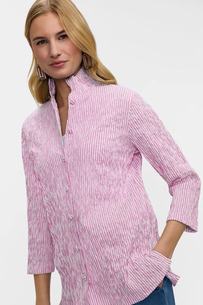 Carolina Crinkle Jacquard 3/4 Sleeve Shirt Jacket - Image 3