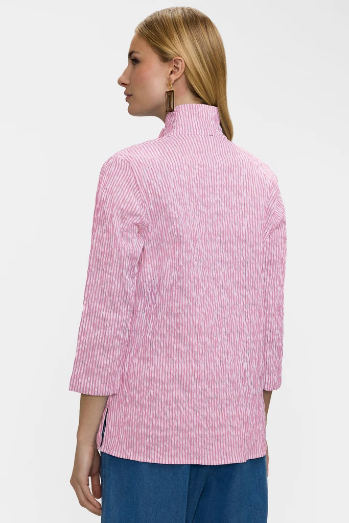 Carolina Crinkle Jacquard 3/4 Sleeve Shirt Jacket - Image 4