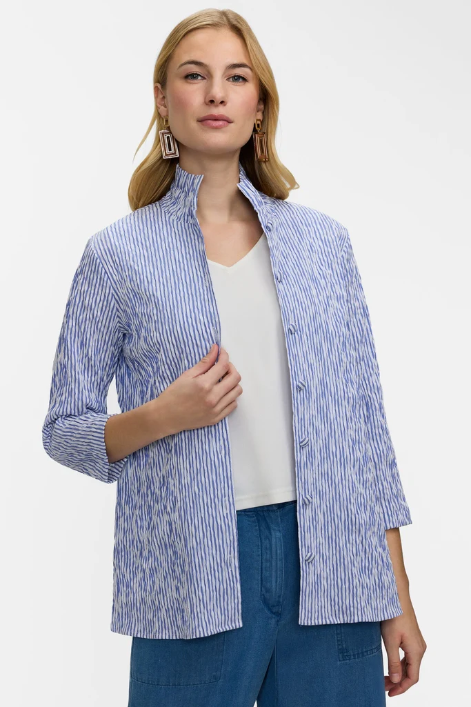 Carolina Crinkle Jacquard 3/4 Sleeve Shirt Jacket - Image 5