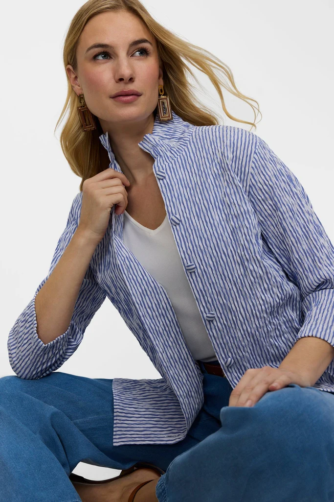 Carolina Crinkle Jacquard 3/4 Sleeve Shirt Jacket - Image 8