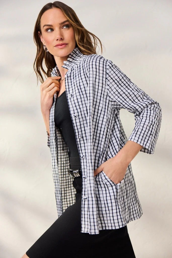Carolina Crinkle 3/4 Sleeve Shirt Jacket - Image 3