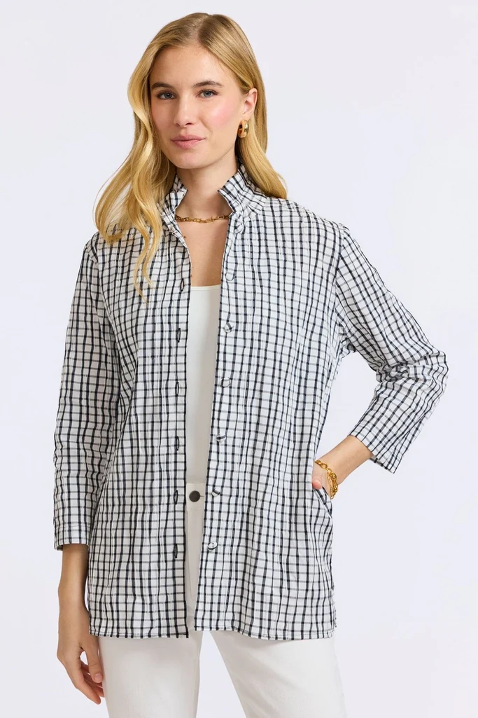 Carolina Crinkle 3/4 Sleeve Shirt Jacket - Image 4