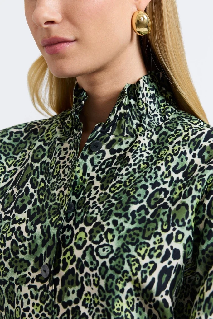 Carolina Green Leopard Long Sleeve Shirt Jacket - Image 4