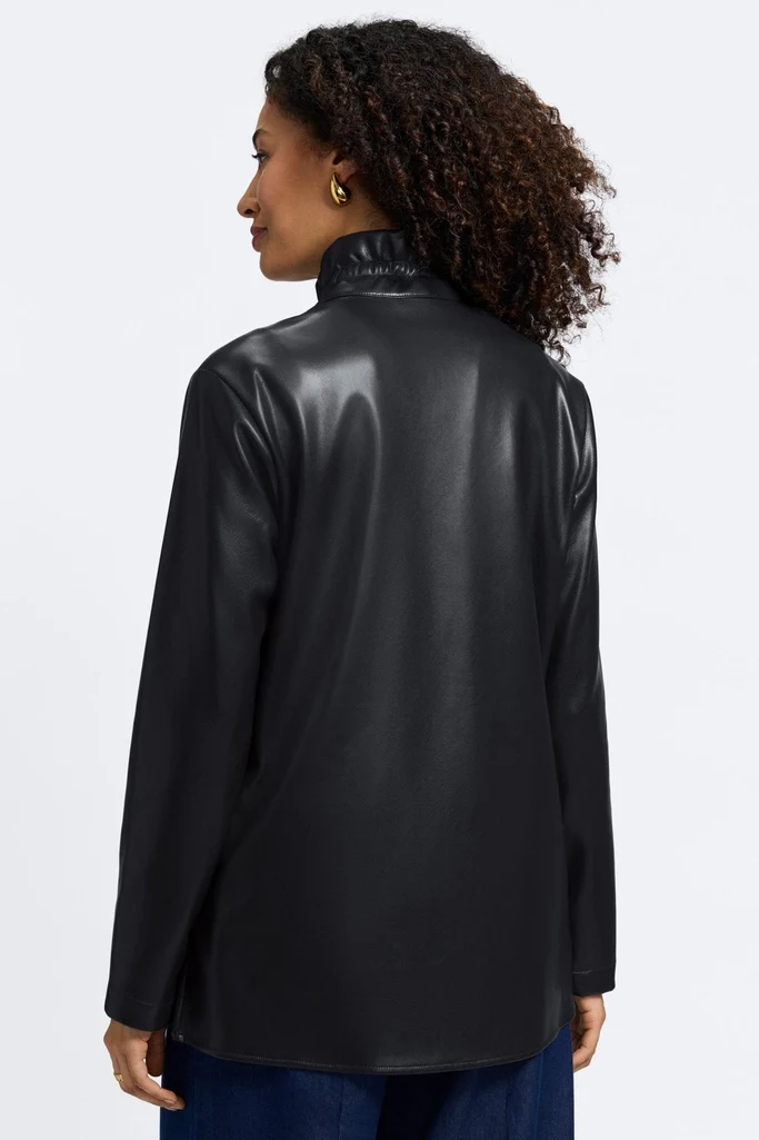 Carolina Petite Vegan Leather Long Sleeve Shirt Jacket - Image 4