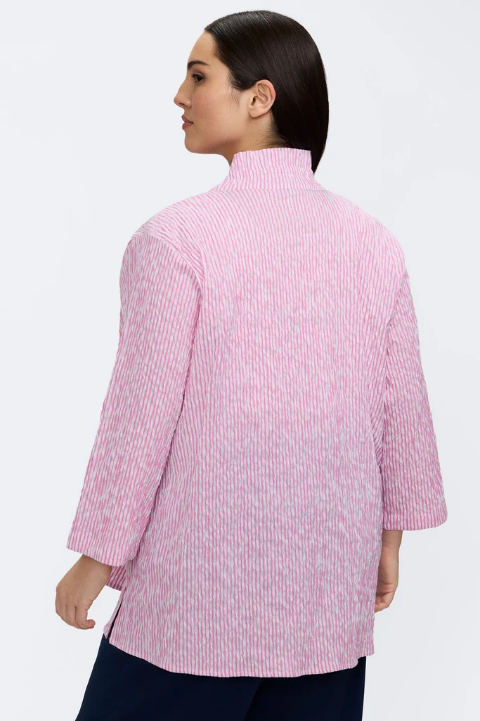 Carolina Plus Crinkle Jacquard 3/4 Sleeve Shirt Jacket - Image 3