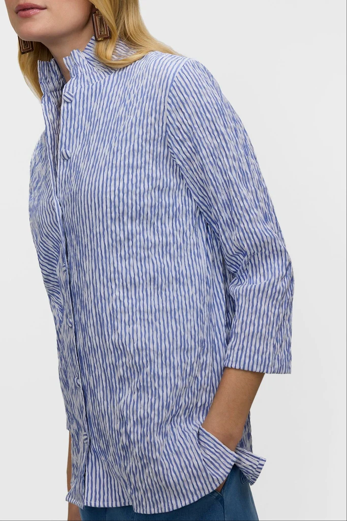 Carolina Plus Crinkle Jacquard 3/4 Sleeve Shirt Jacket - Image 6