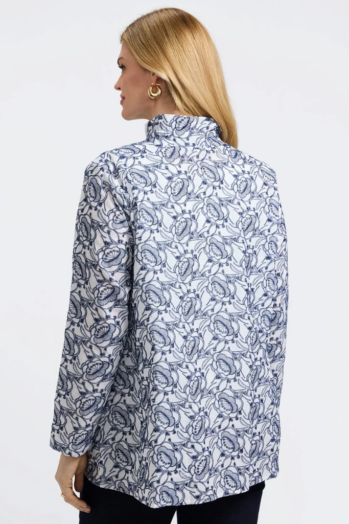 Carolina Plus Floral Allover Eyelet Long Sleeve Shirt Jacket - Image 10