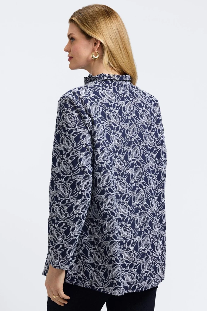 Carolina Plus Floral Allover Eyelet Long Sleeve Shirt Jacket - Image 5