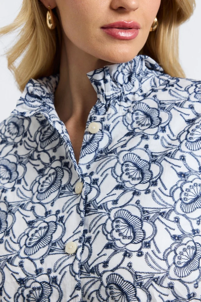 Carolina Plus Floral Allover Eyelet Long Sleeve Shirt Jacket - Image 7