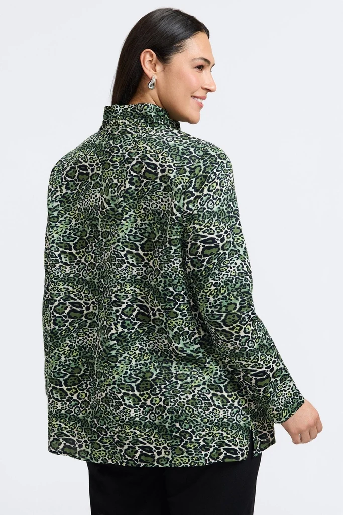 Carolina Plus Green Leopard Long Sleeve Shirt Jacket - Image 5