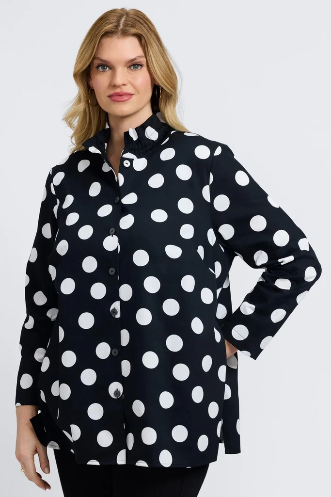 Carolina Plus Polka Dot Long Sleeve Shirt Jacket - Image 3