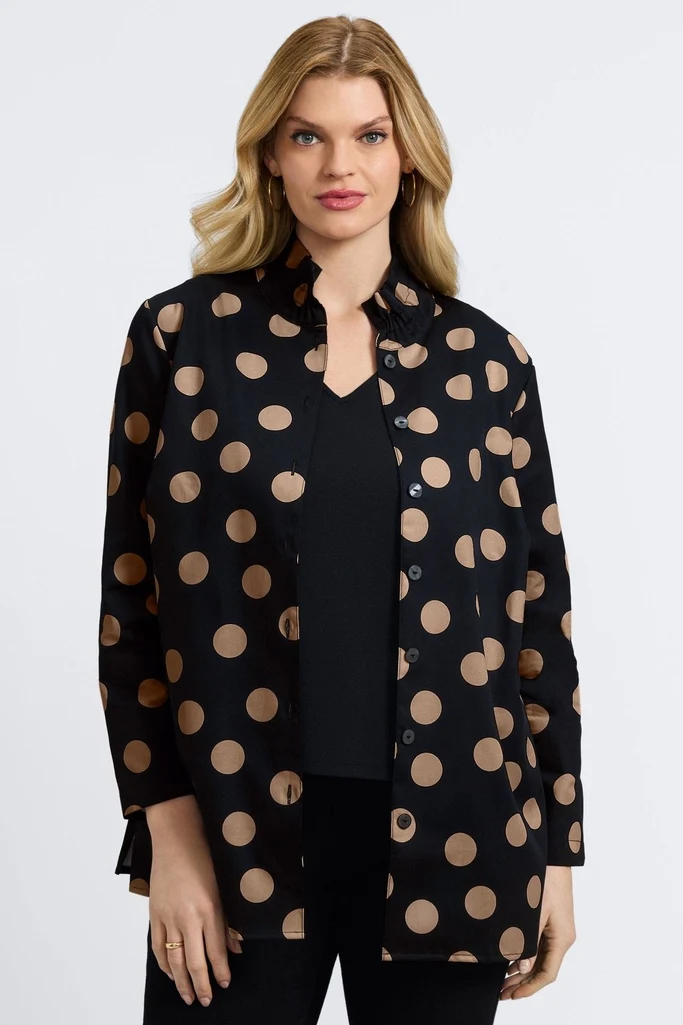 Carolina Plus Polka Dot Long Sleeve Shirt Jacket - Image 6