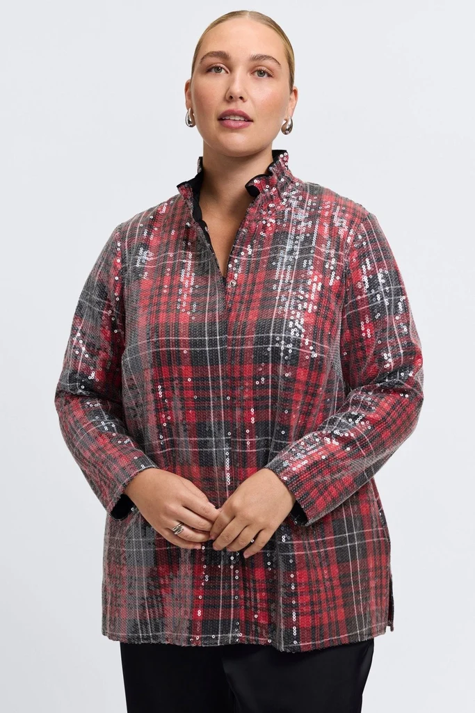 Carolina Plus Sequined Long Sleeve Shirt Jacket - Image 3
