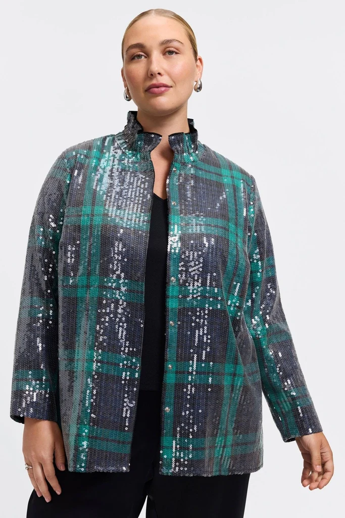 Carolina Plus Sequined Long Sleeve Shirt Jacket - Image 5