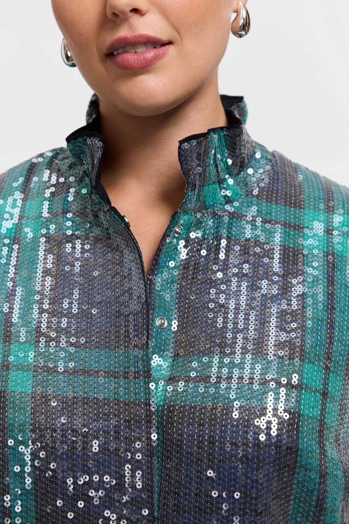 Carolina Plus Sequined Long Sleeve Shirt Jacket - Image 6