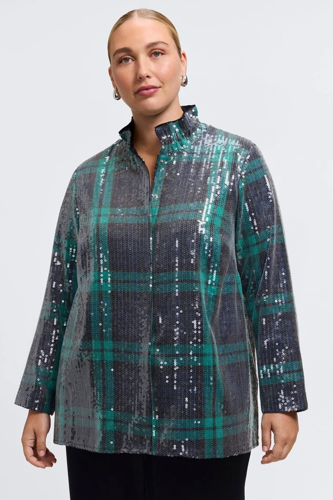 Carolina Plus Sequined Long Sleeve Shirt Jacket - Image 7